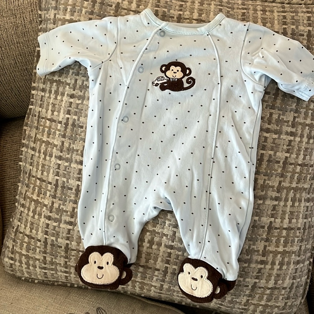 Little Me Preemie Blue Monkey Onesie